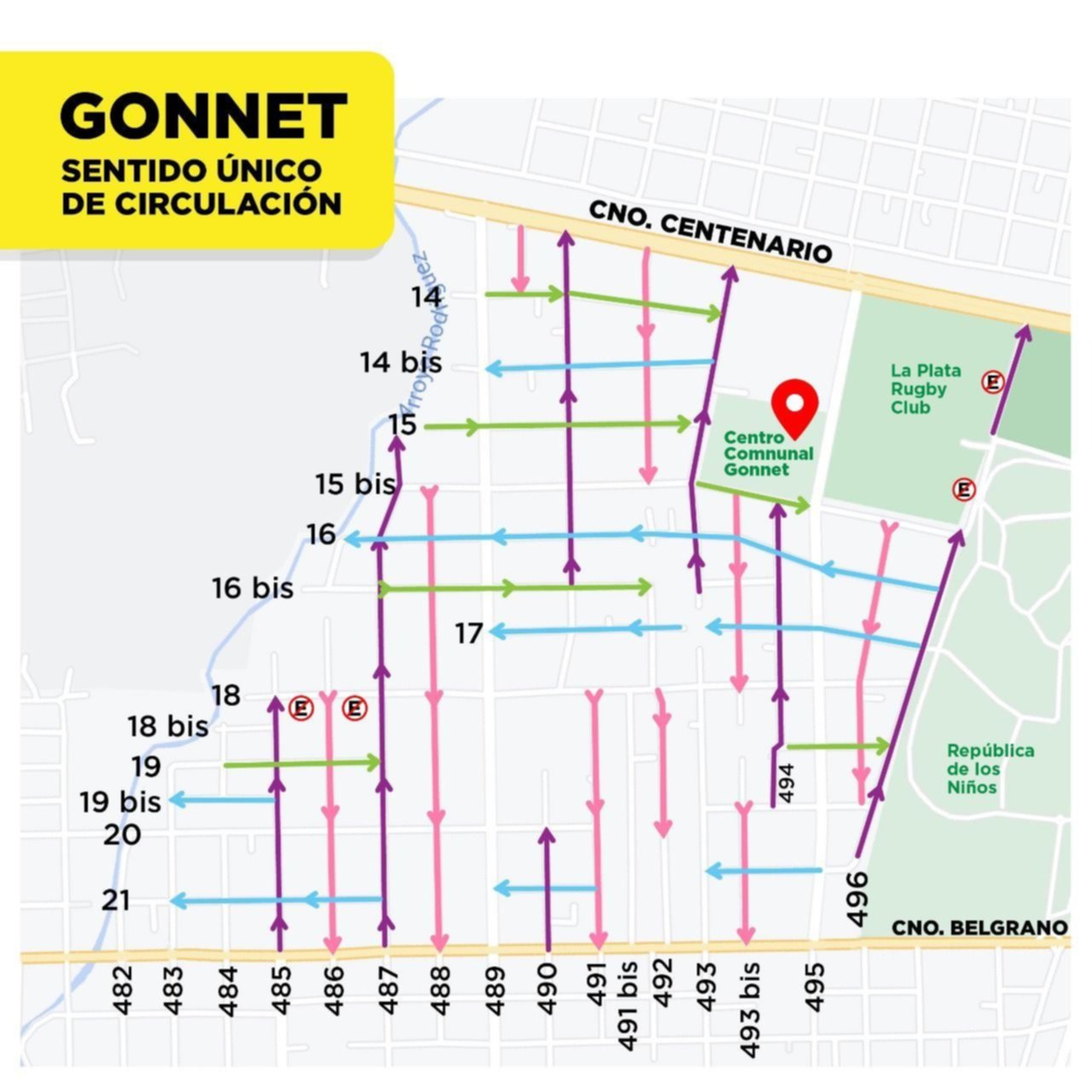 Mapa: así quedan los sentidos de las calles en Gonnet tras los cambios