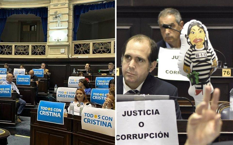 Provincia: acusaciones, carteles y muñeca inflable de Cristina en una picante sesión en Diputados