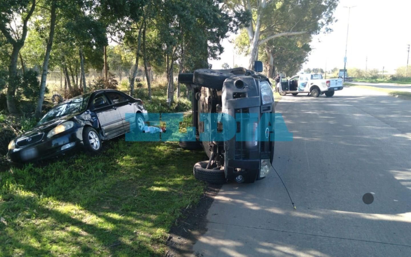 Choque y vuelco sobre la 520 entre un Ecosport y un Corolla