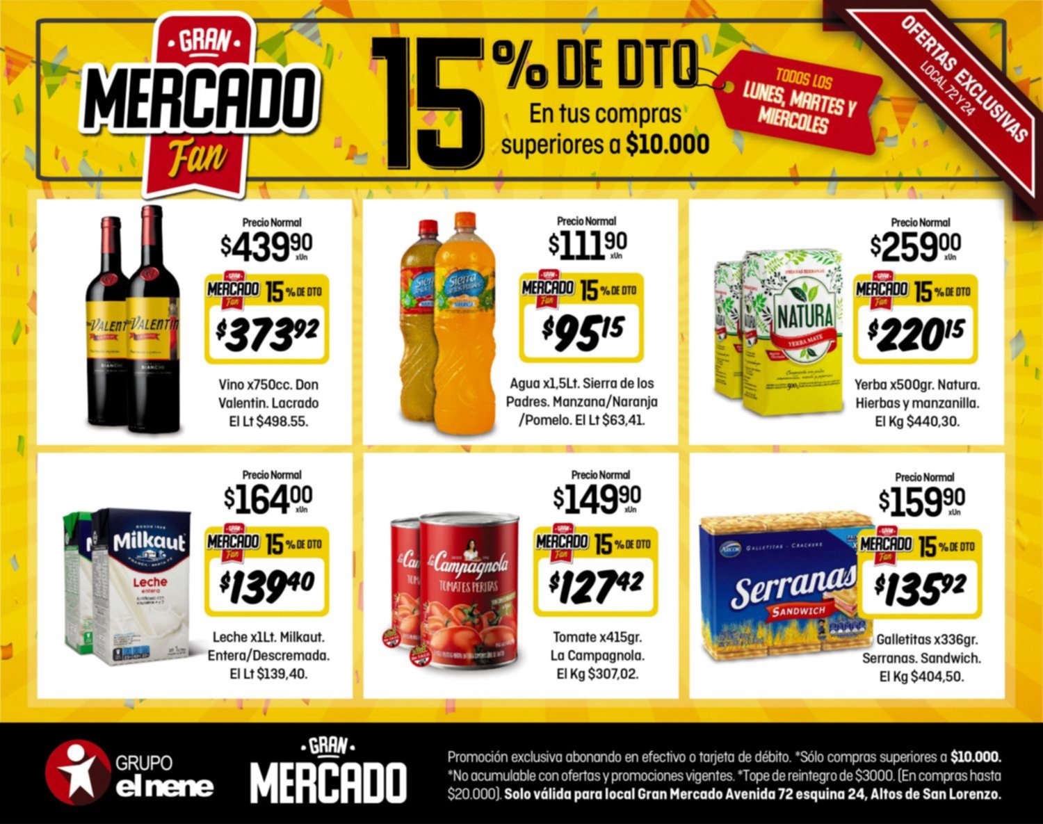 EL NENE Gran Mercado. 15% de descuento en tus compras superiores a $10.000