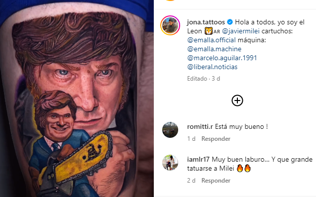 Hombre de la Ribera de Quilmes se tatuó a Milei