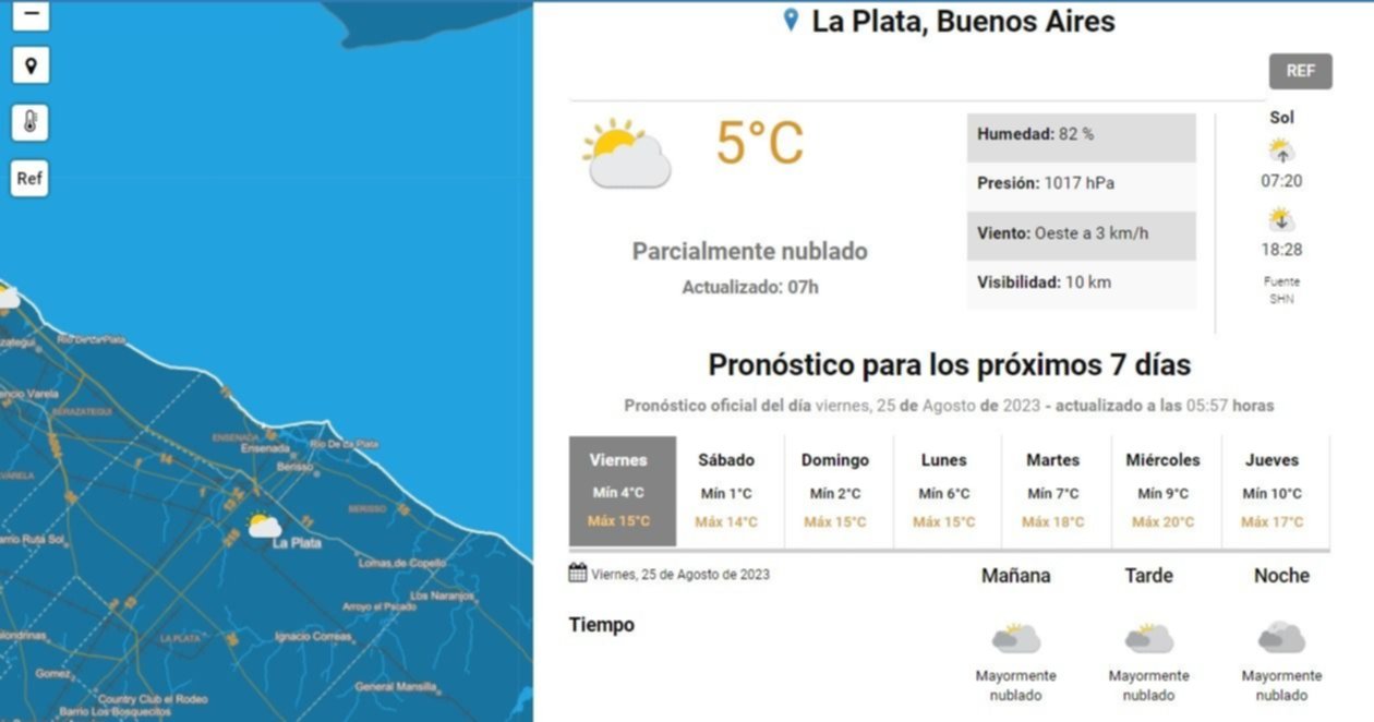 Pronóstico del tiempo en La Plata.- Viernes fresco y un finde aún más frío: día por día, así estará el clima