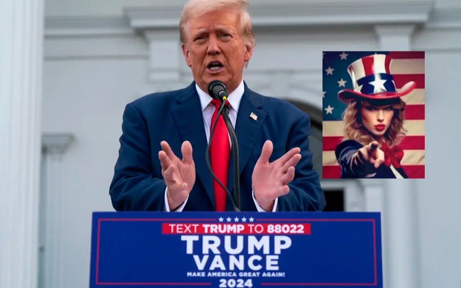 En campaña electoral, Trump publicó fotos de Taylor Swift alteradas con inteligencia artificial