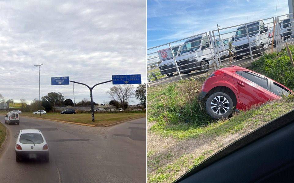 Se pasó de largo de una rotonda de La Plata y cayó de trompa en una zanja