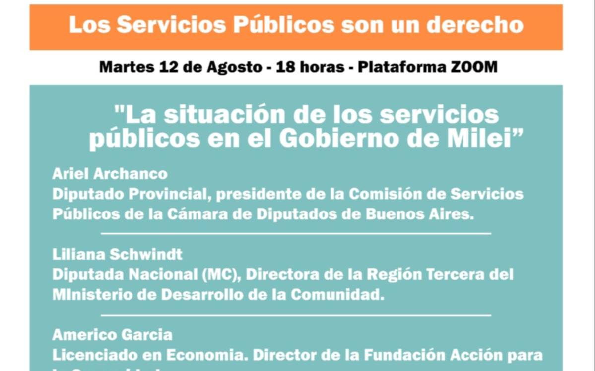 Brindarán una charla sobre la situación actual de los servicios públicos: quiénes disertarán y cómo participar