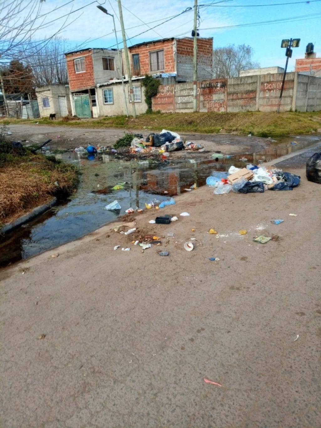 Combo en 76, 135 y 136: basura, agua estancada y la calle destruida