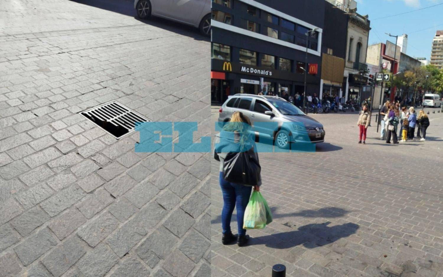 Cruzaba caminando 8 y 50 y se partió una alcantarilla: la mujer terminó herida