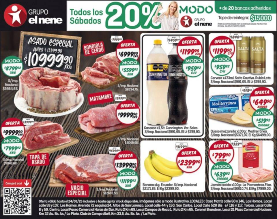 Las ofertas en El Nene para este fin de semana con 20% de reintegro con Modo