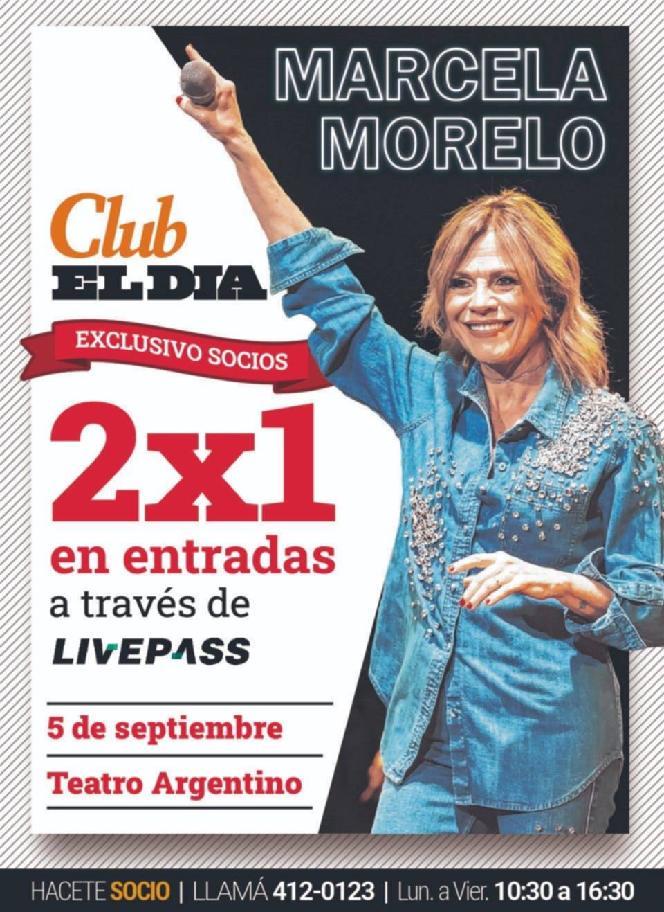 Marcela Morelo en La Plata: 2 x 1 en entradas con Club EL DIA