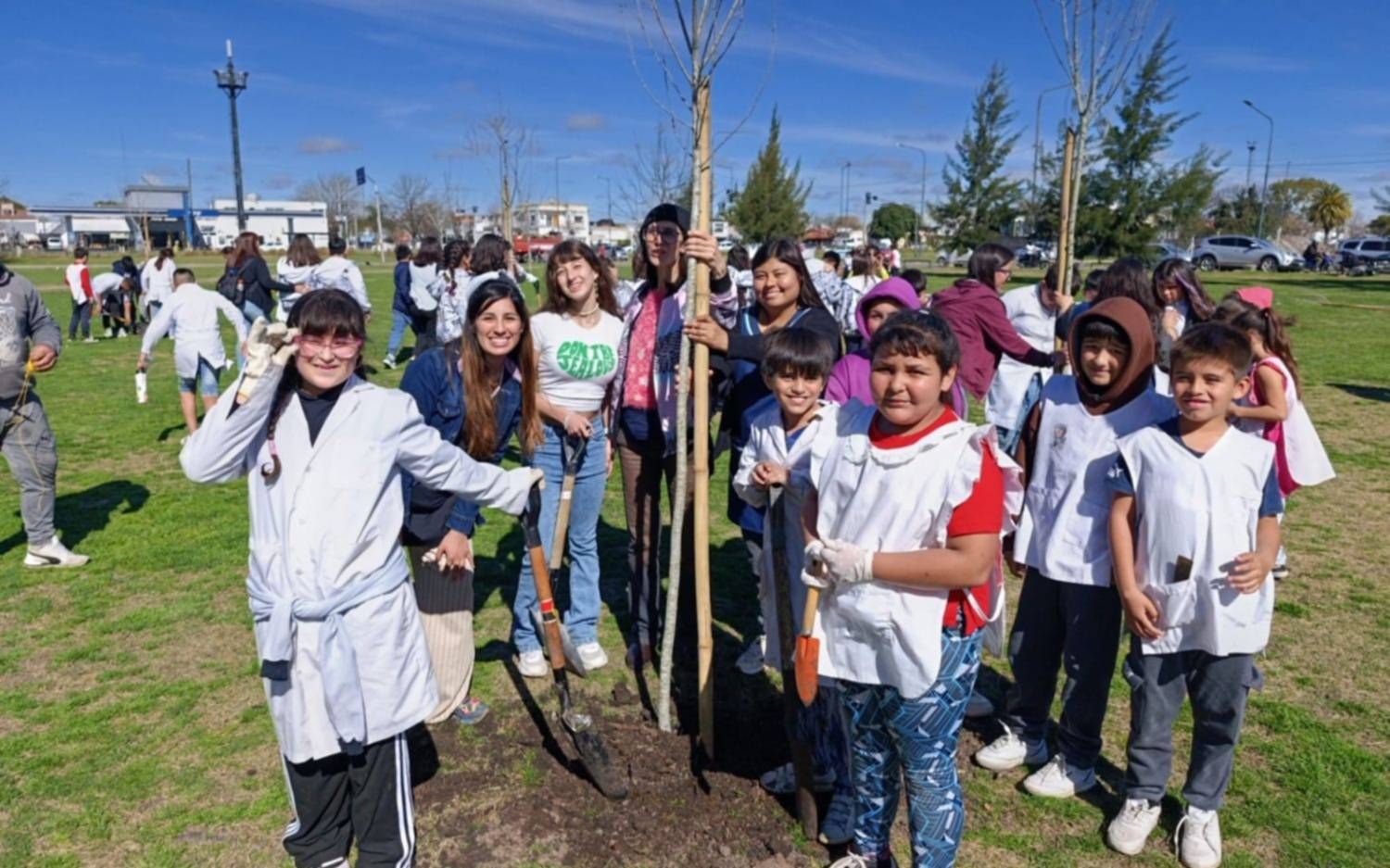 En La Plata, alumnos plantaron decenas de ejemplares para celebrar el Día del Árbol