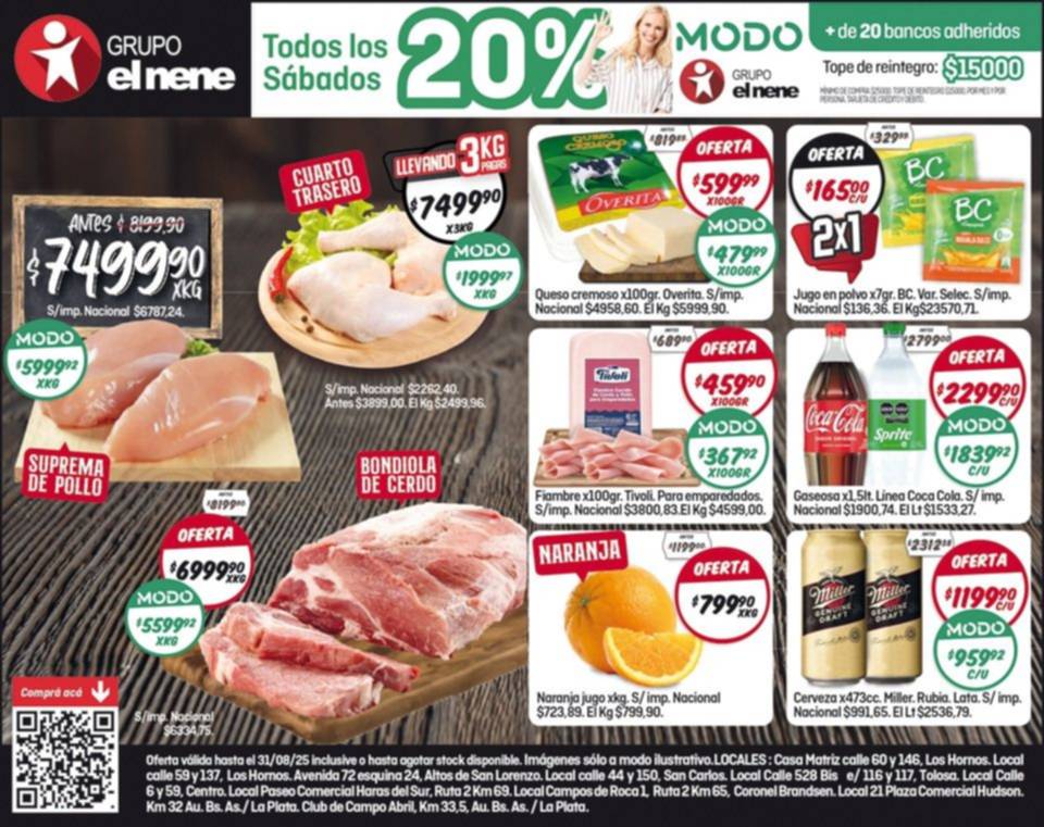 En El Nene, otro sábado de 20% de reintegro pagando con Modo