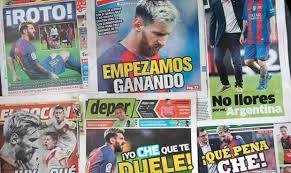 En Perú las tapas de los diarios festejaron la lesión de Messi
