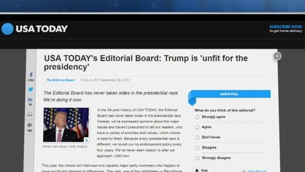 Por la “amenaza Trump”, USA Today dejó la neutralidad de lado