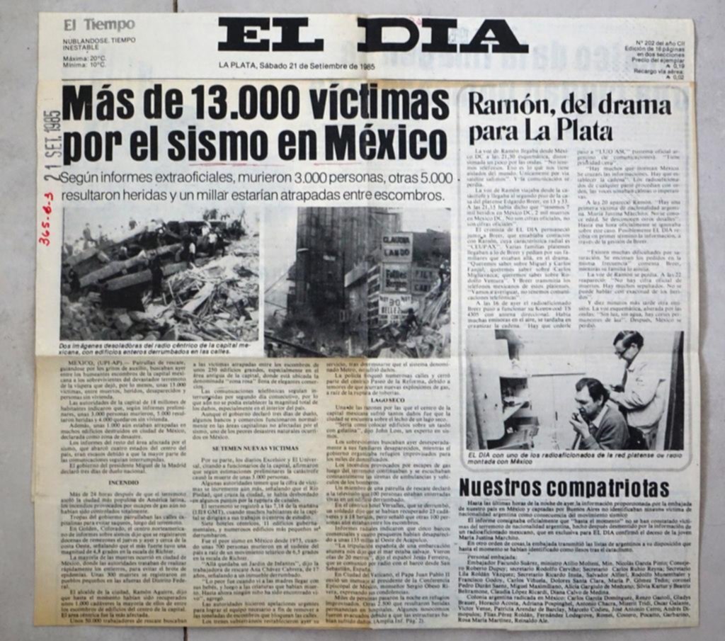El devastador terremoto de 1985, reflejado por EL DIA con una amplia cobertura