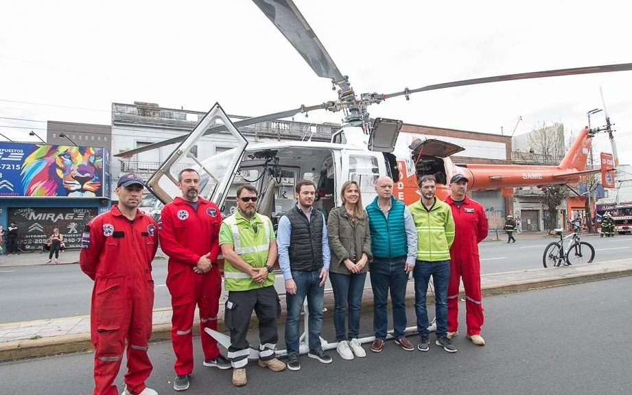 Grindetti supervisó el trabajo del SAME en un simulacro de incendio