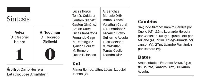 Vélez ganó con un cabezazo de Janson