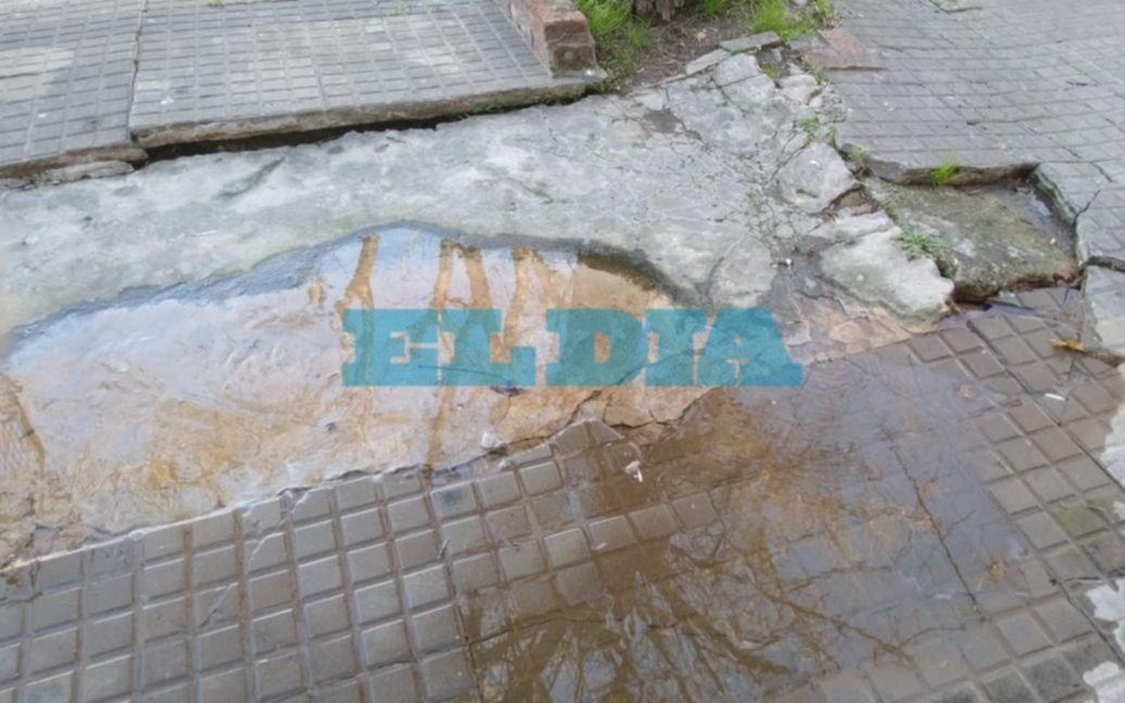 En 59 y 21, renuevan un pedido de reparación de un caño roto que destruyó una vereda