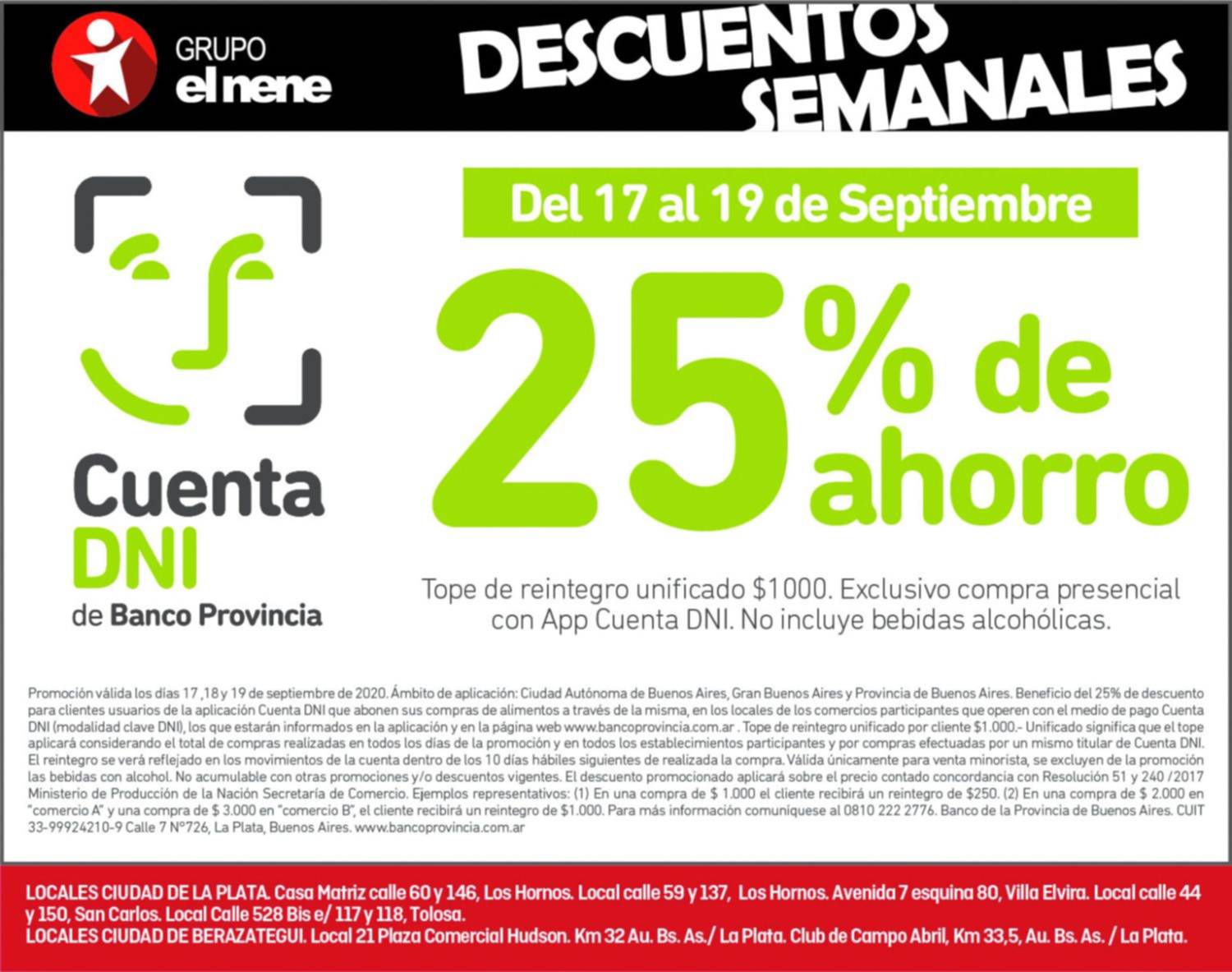 Del 17 al 19 de septiembre aprovechá 25% de ahorro con la app Cuenta DNI