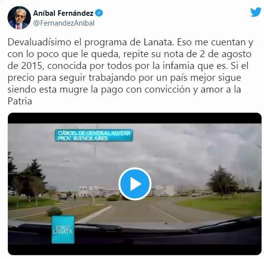 Aníbal Fernández no se quedó callado y contestó en las redes