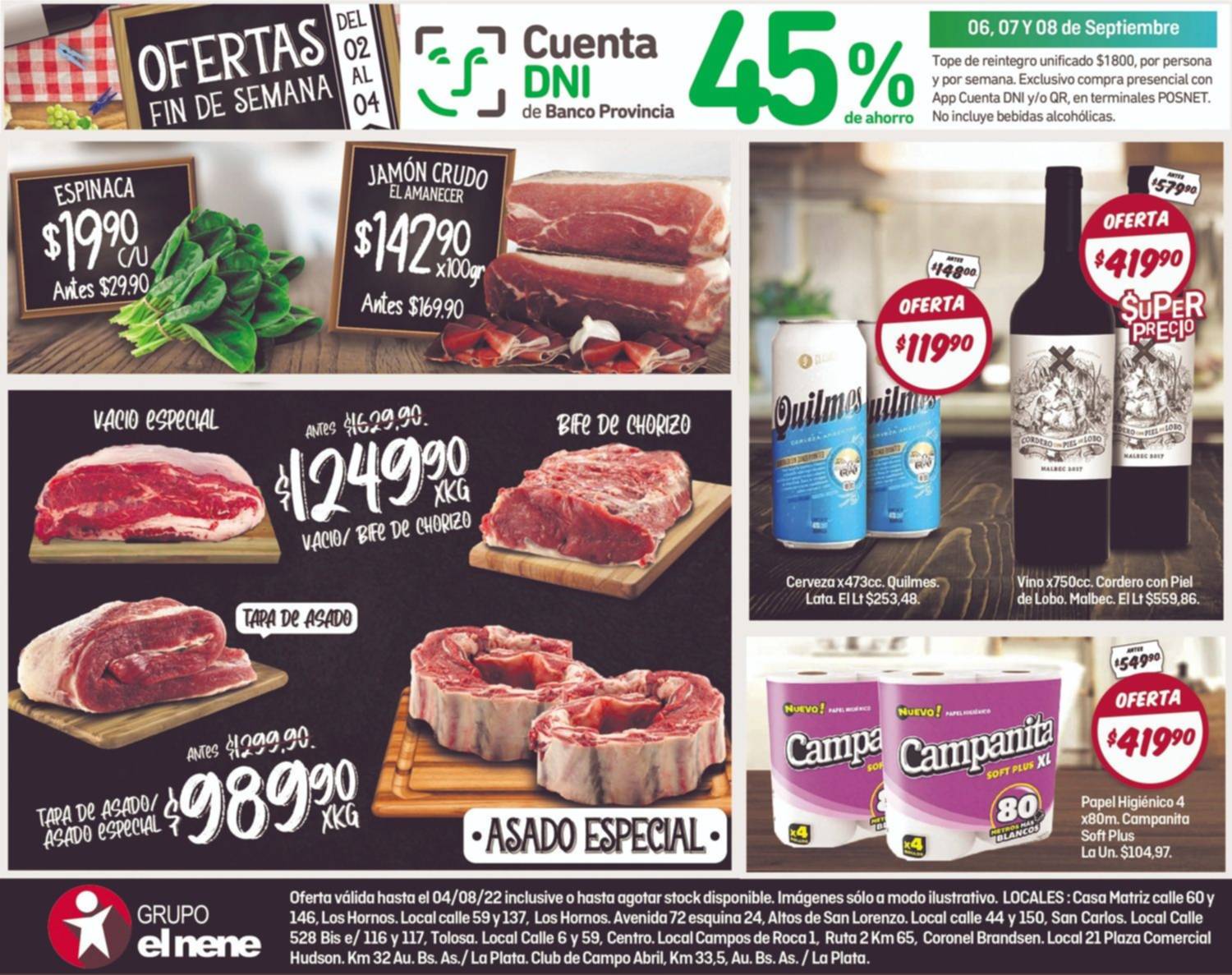 Tres días de 45% off con Cuenta DNI en El Nene