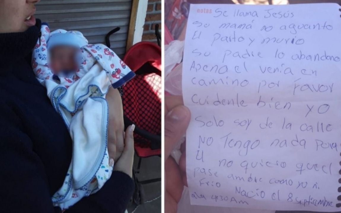 Abandonaron a un bebé de 10 días adentro de una bolsa y dejaron una conmocionante nota