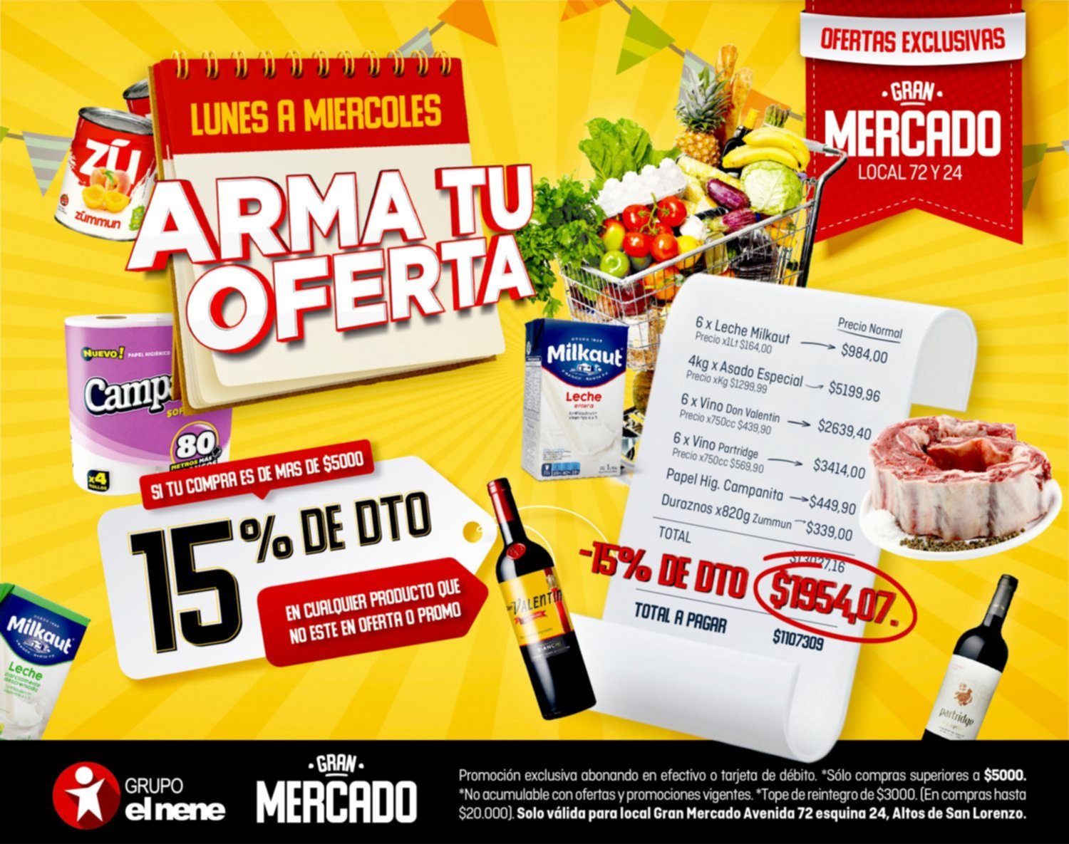 EL NENE Gran Mercado. 15% de descuento en tus compras superiores a $5.000