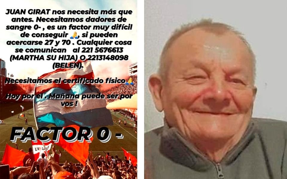 Cruzada solidaria por un platense que necesita un medicamento importado y dadores 0 Negativo