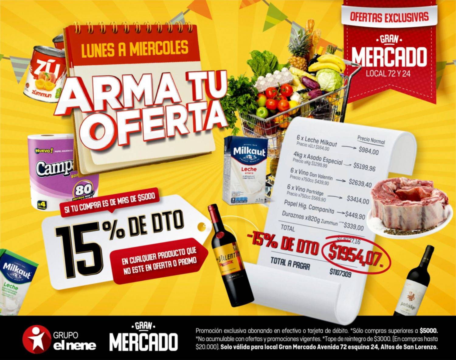 De lunes a miércoles armá tu oferta en El Nene Gran Mercado