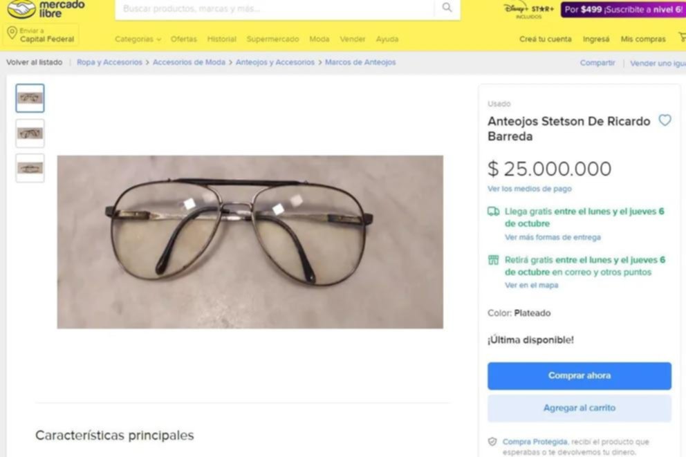 Merchandising del horror: en internet venden los anteojos de Barreda por 25 millones de pesos