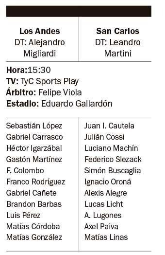 San Carlos apuesta a una victoria ante Los Andes