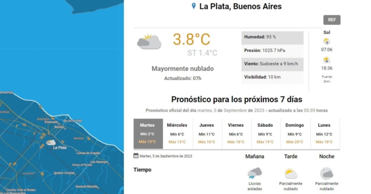 Pronóstico del tiempo en La Plata.- Martes fresco pero la temperatura levanta y... ¿vuelven las lluvias?