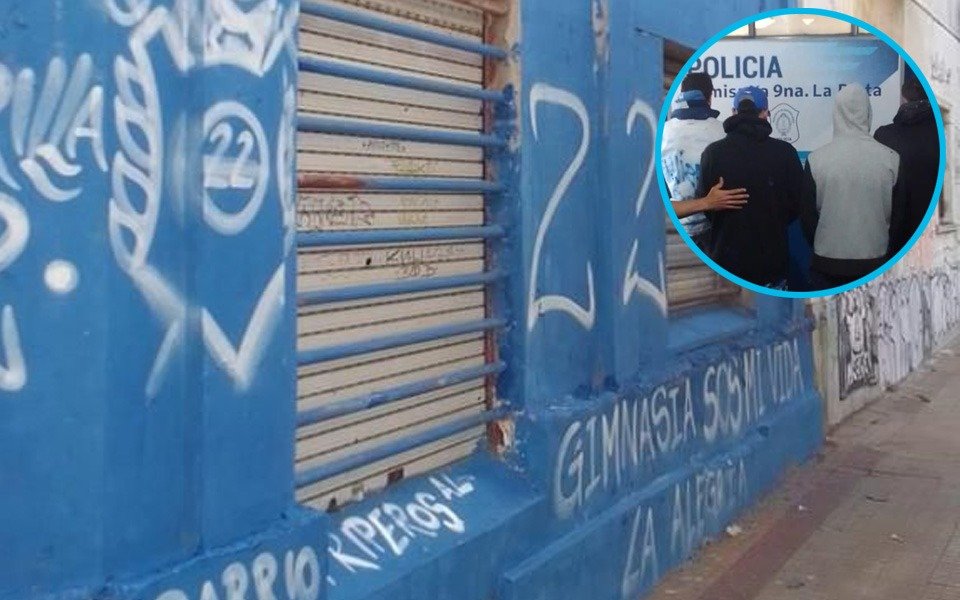 Cuatro hinchas de Gimnasia detenidos tras pintar a metros de Plaza Rocha