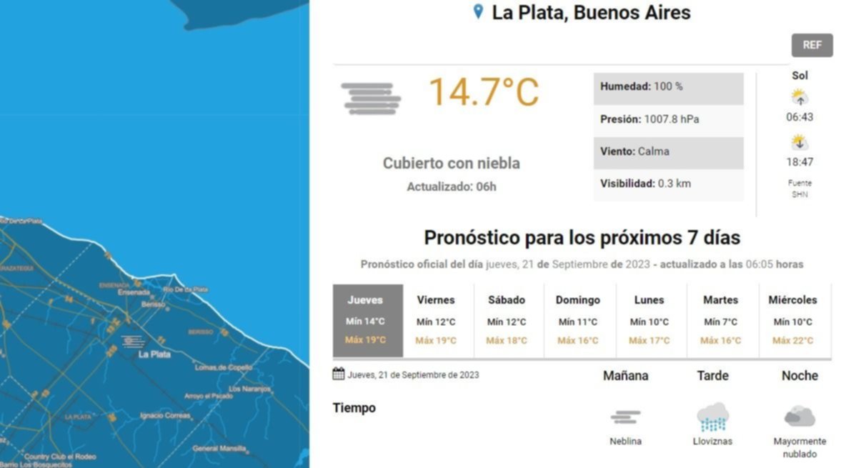 Pronóstico del tiempo para La Plata, según el SMN.- El arranque de la Primavera, nublado y con amenaza de lluvias: así sigue el clima