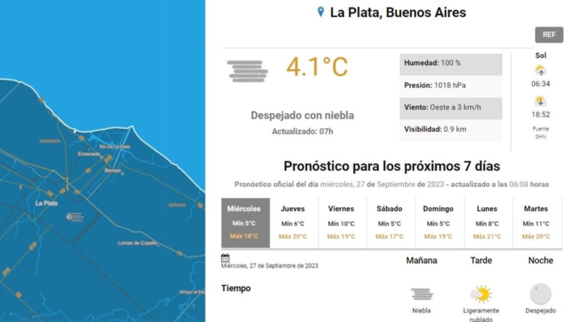Pronóstico del tiempo para La Plata, según el SMN: tras las lluvias, asoma el sol y sube la temperatura
