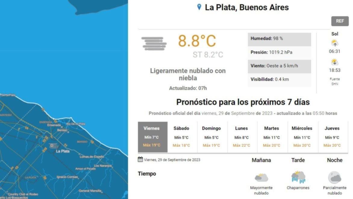 Pronóstico del tiempo para La Plata.- El viernes arranca con sol ¿y termina con lluvias?: día por día, así estará el tiempo