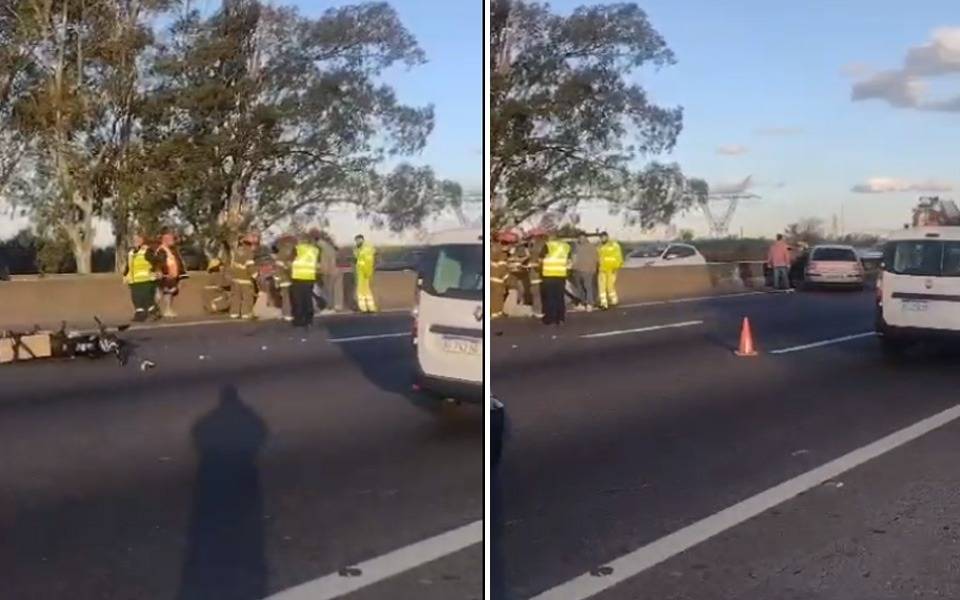 Demoras en la Autopista Buenos Aires - La Plata por un accidente entre un auto y una moto
