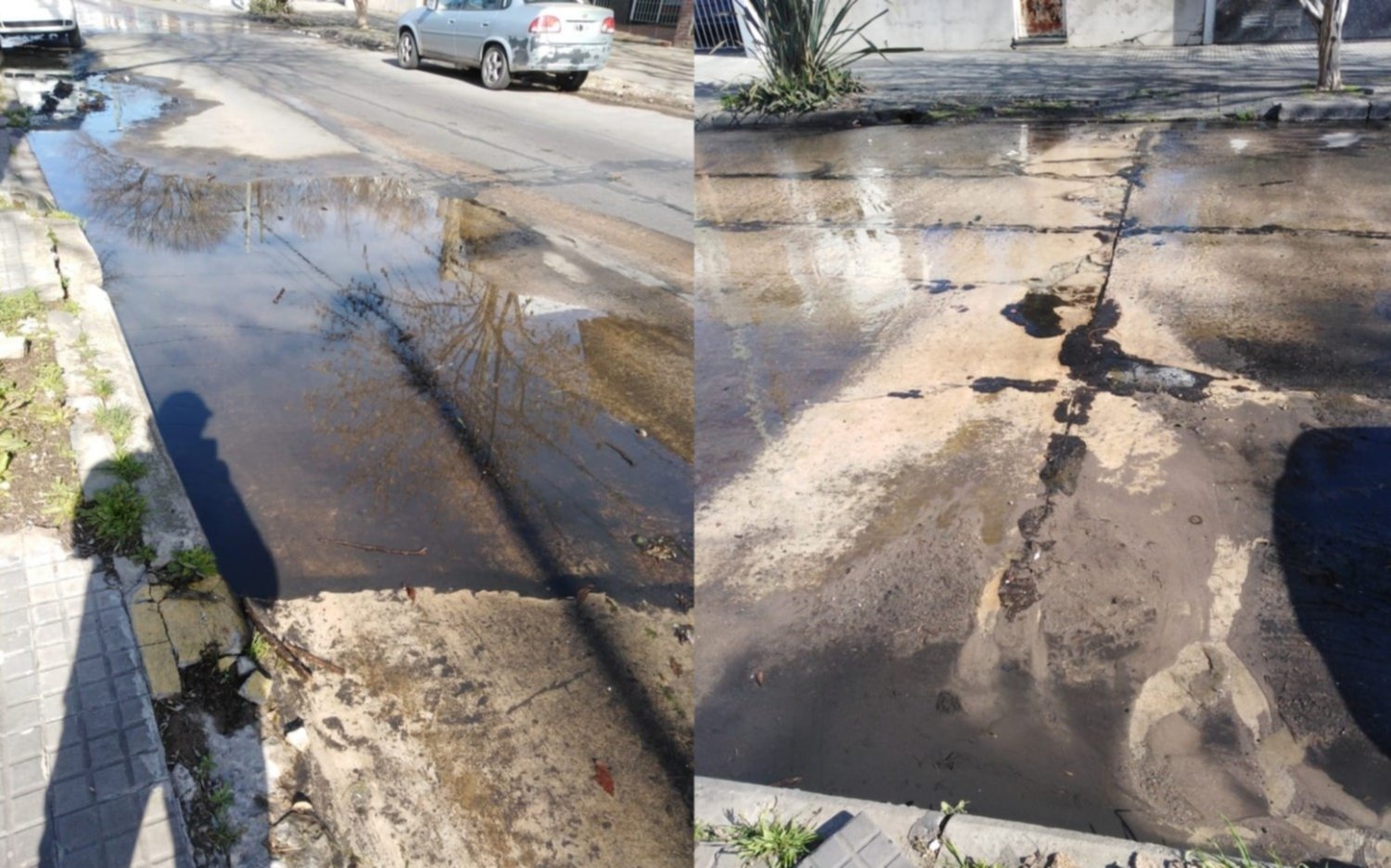 Vecinos de Barrio Norte reclaman por una pérdida de agua que inunda la calle