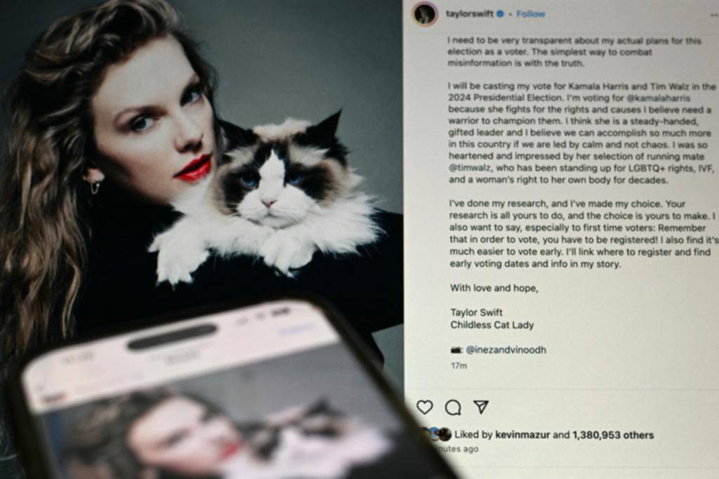 Taylor Swift apoyará a Kamala en las elecciones