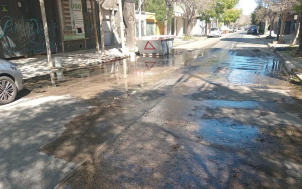 En 46 entre 18 y 19, otro punto del mapa de las pérdidas de agua en la Ciudad