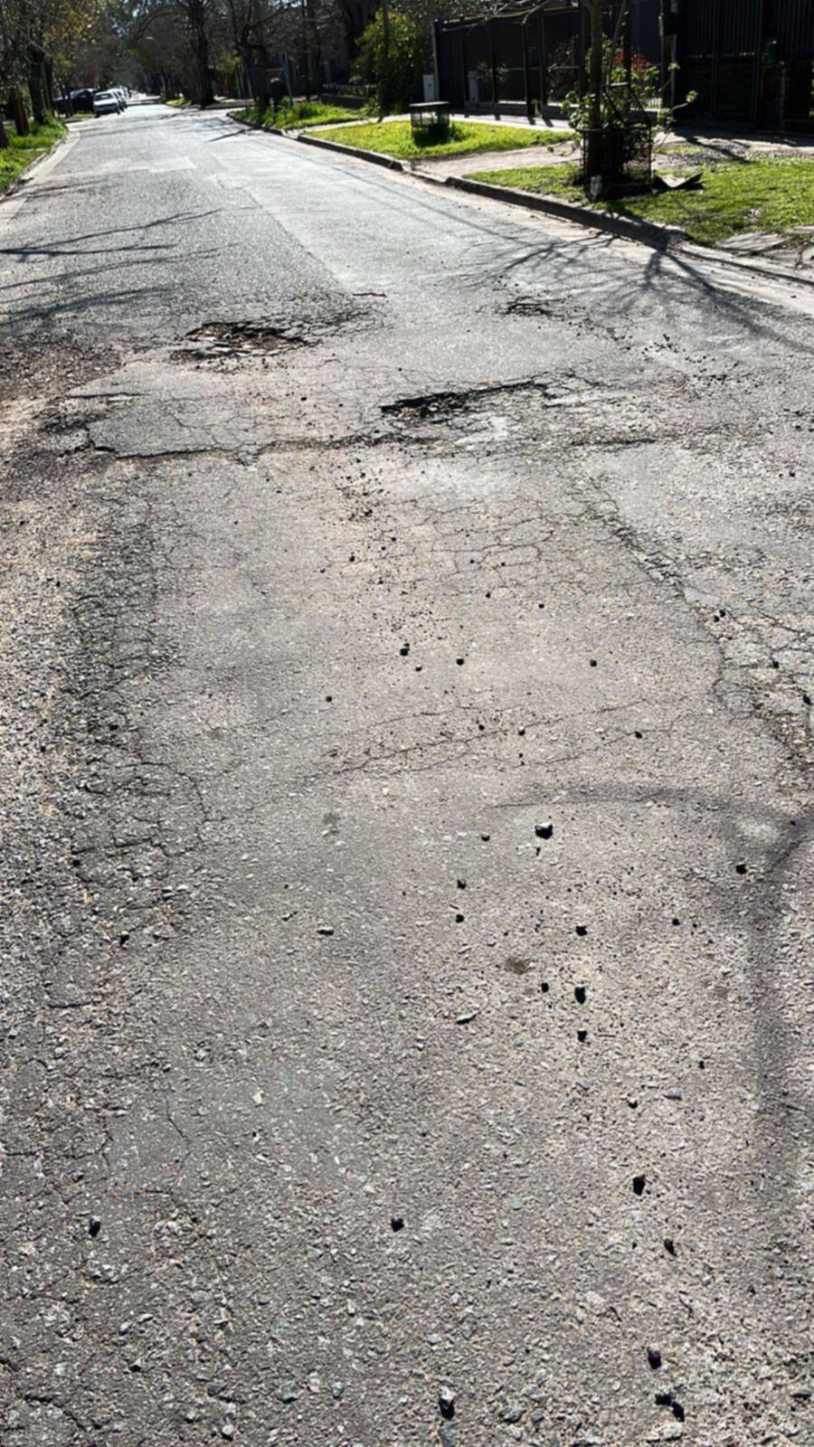 En City Bell, una calle llena de pozos en pleno centro