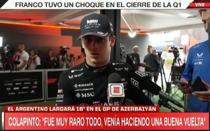 VIDEO.- Colapinto tras el golpazo: de "me desconcentró Gasly" a "prefiero chocar yendo rápido que ir lento"
