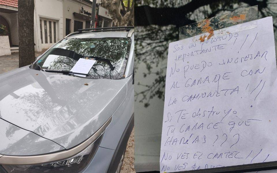 "¿Sos pelot..."? Furioso dejó un cartel de un vecino por un auto mal estacionado en La Plata