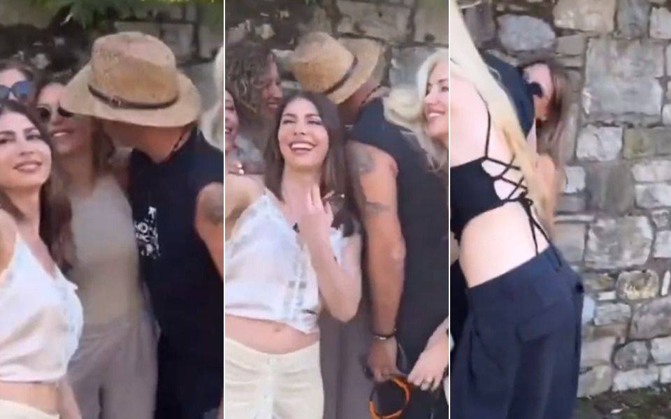 La reacción de Evangelina Anderson al querer ser besada "de prepo" por Eros Ramazzotti 