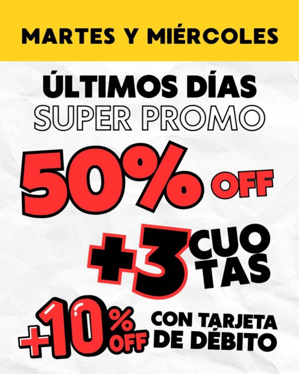 Últimos días!!!  Martes y Miércoles  50% + 10% descuento en Baobab