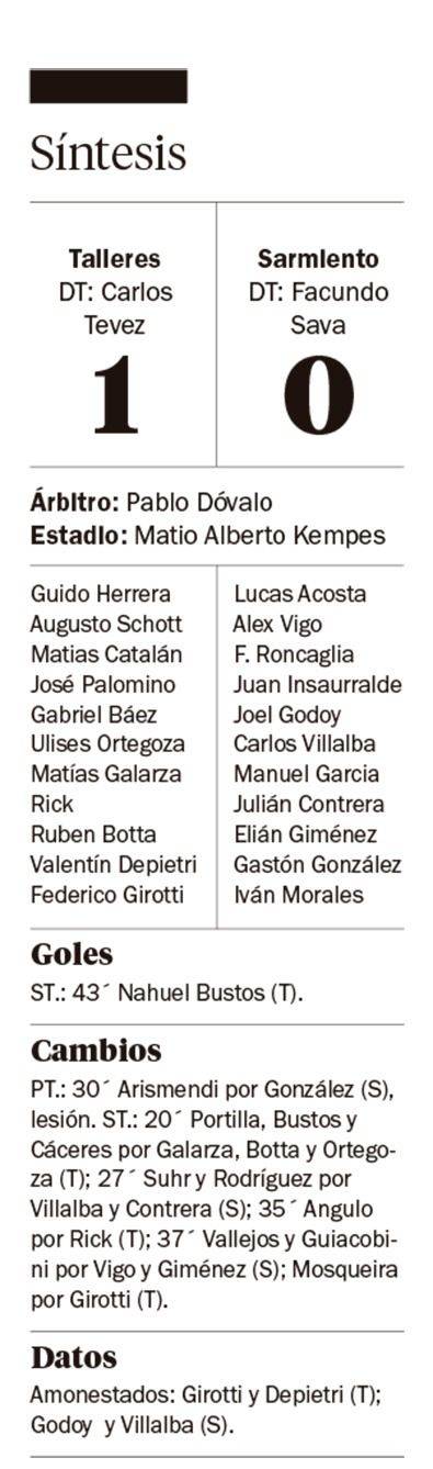 Talleres le ganó una “final” a Sarmiento