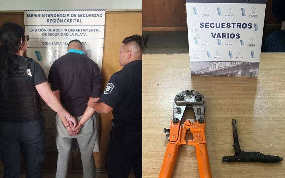 Un joven cayó tras una breve persecución en una zona céntrica de La Plata: le secuestraron una herramienta "tumbera" 