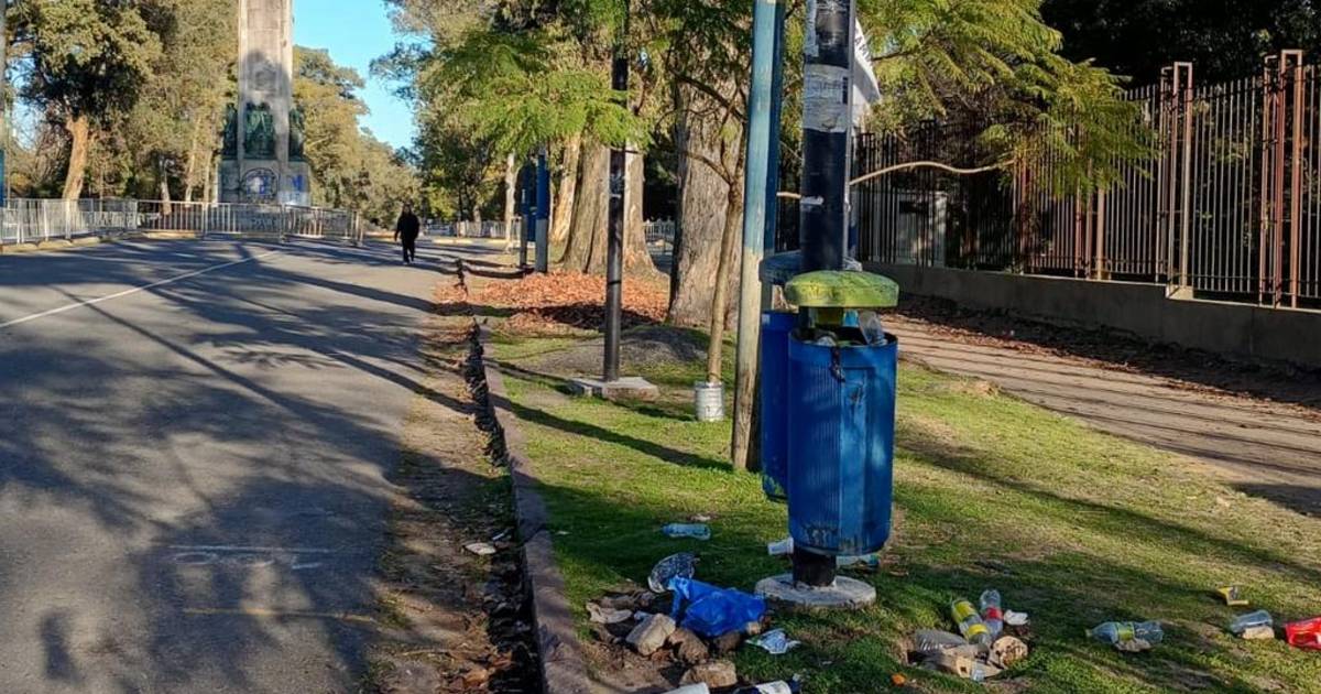 Cestos colapsados y basura desparramada en el Paseo del Bosque | El Dia