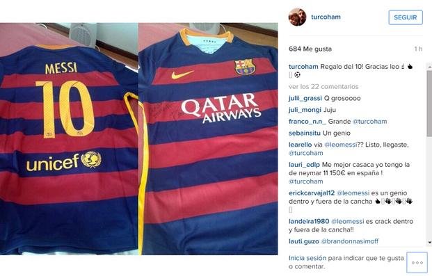 Messi le mandó su camiseta a Ham