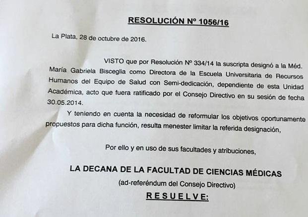 Repudio estudiantil en Medicina por el despido de una profesional
