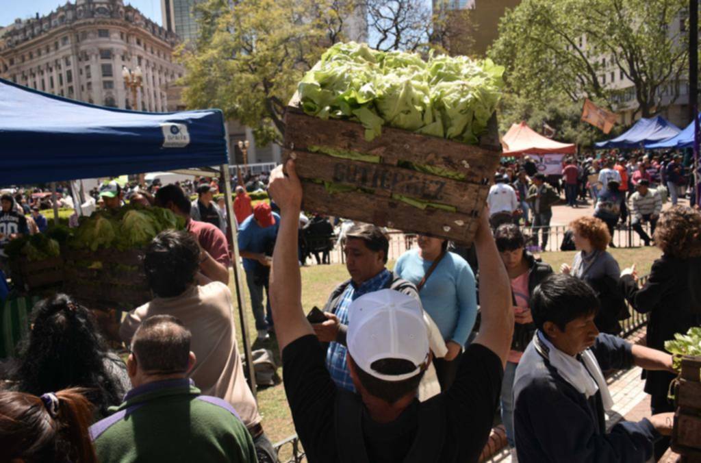 Una feria en Plaza de Mayo: “Nos pagan por las verduras hasta 10 veces menos”